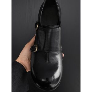 Retro British High-End Leather Derby Shoes with Buckle and Height-Increasing Design – Versatile Round-Toe Trendy Footwear