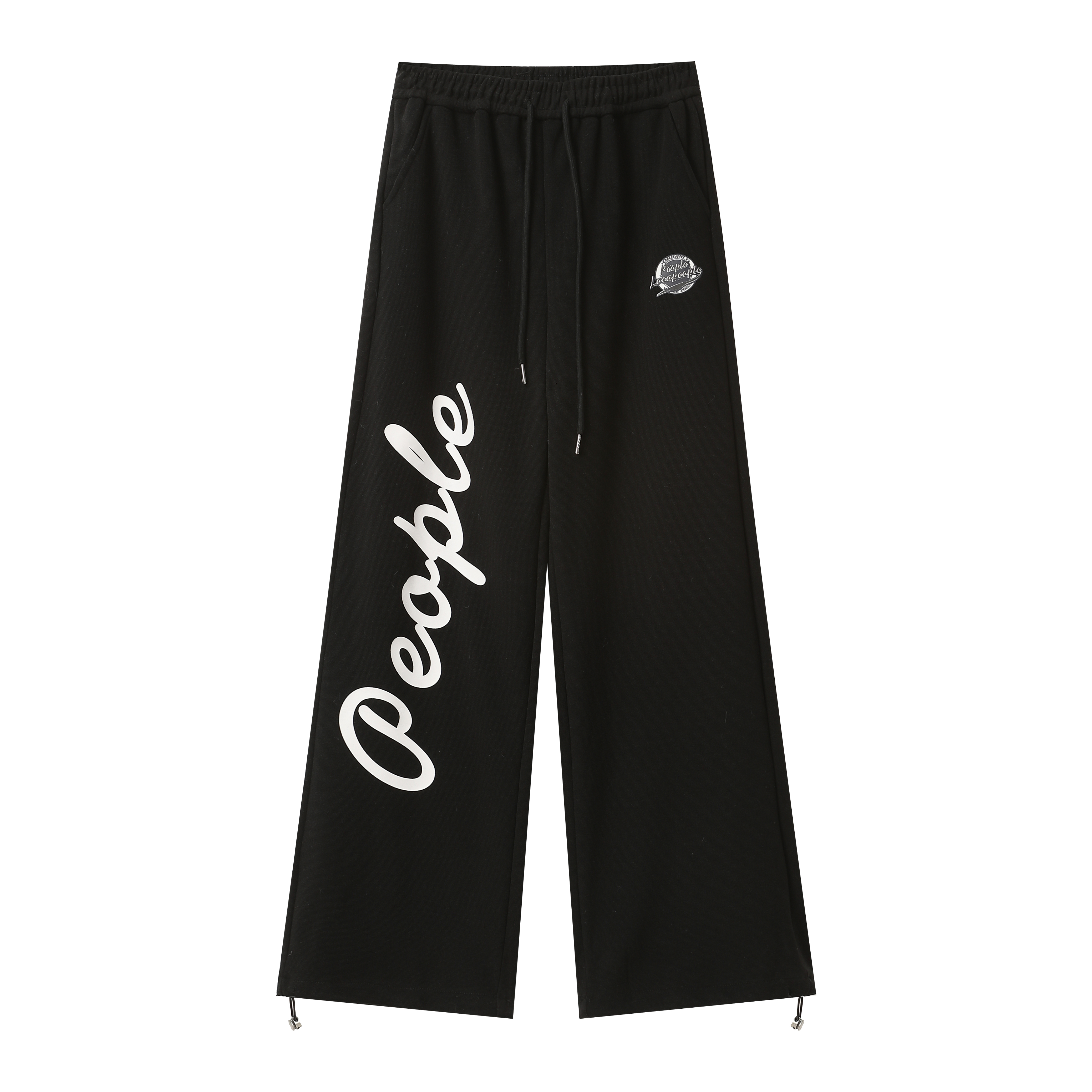 Retro Burgundy Letter Sweatpants for Women - Autumn Winter Straight Leg Drawstring Sports Pants for Jazz Dance Y2K Style