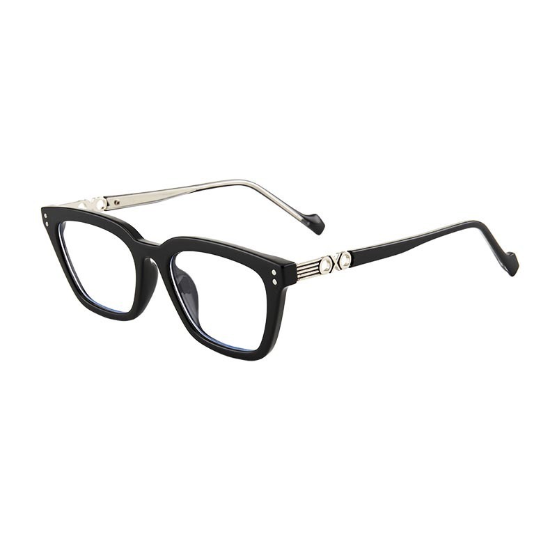 Retro Cat-Eye Glasses for Women - Black Frame Plain Lens, American Style, Slim Fit, Perfect for Round & Square Faces, Prescription Ready