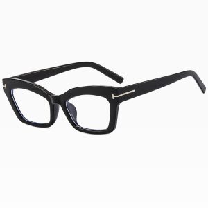Retro Cat-Eye Square Black Glasses for Women - High-End Fashion Accessory for Round and Square Faces