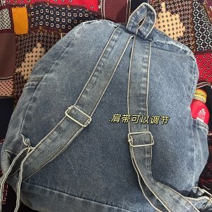 Retro Denim Backpack for Students - Large Capacity Casual Book Bag, Trendy Handbag for School, Y2K Style