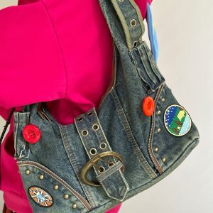 Retro Denim Shoulder Crossbody Bag - Stylish Large-Capacity Tote for Trendy Girls - Casual Y2K Fashion Accessory