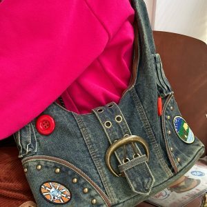 Retro Denim Shoulder Crossbody Bag - Stylish Large-Capacity Tote for Trendy Girls - Casual Y2K Fashion Accessory