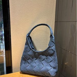 Retro Denim Woven Crescent Handbag - Casual Large Capacity Underarm Tote & Shoulder Bag for Women