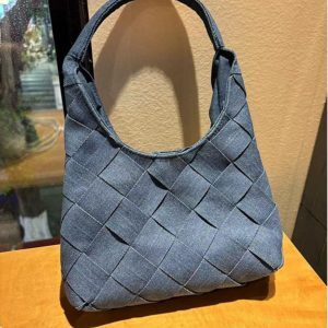 Retro Denim Woven Crescent Handbag - Casual Large Capacity Underarm Tote & Shoulder Bag for Women