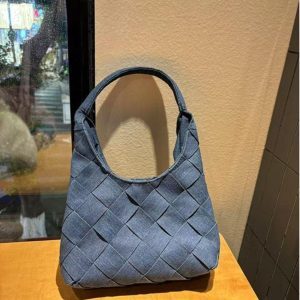 Retro Denim Woven Crescent Handbag - Casual Large Capacity Underarm Tote & Shoulder Bag for Women