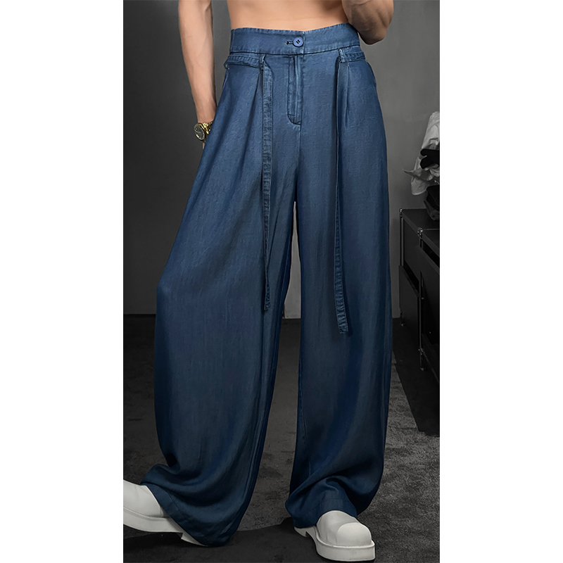 Retro Dragon Dadao Summer Wide-Leg Pants - Versatile Loose Draped Casual Style with Curved Blade Design
