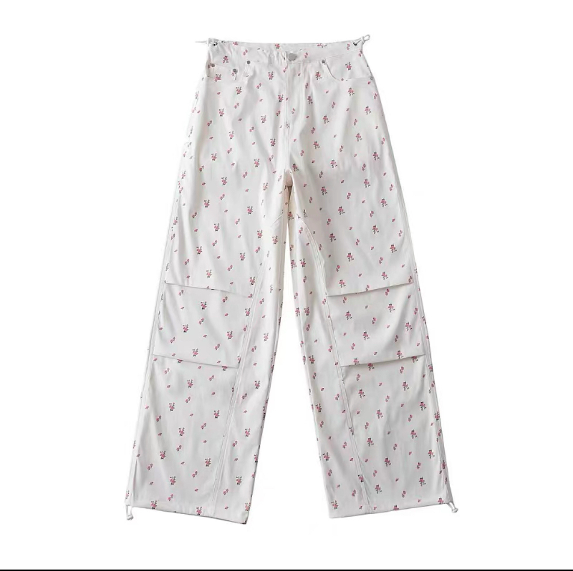 Retro Floral K-Pop Dance Outfit for Women - Casual Pants with Pink Half-Turtleneck Top - 90s Inspired Style