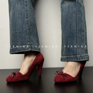 Retro French High-Heeled Shoes with Bow and V-Cut for Women - Elegant Fashion Runway Style