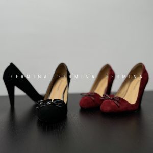 Retro French High-Heeled Shoes with Bow and V-Cut for Women - Elegant Fashion Runway Style