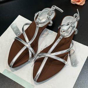 Retro French-Style Cross-Strap Wedge Sandals for Women - Chunky Heeled Roman Shoes for Summer 2025, Perfect with Skirts & Fairy Style