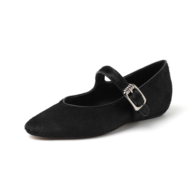 Retro Genuine Leather Thick-Soled Mary Jane Shoes for Women, 3cm Height-Increasing, Leopard Print, Soft-Sole with Belt Buckle