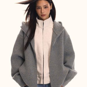 Retro Knitted Hoodie Sweater Jacket for Men and Women, Loose Fit, Trendy American Style, Casual BF Style, 90s Inspired