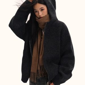 Retro Knitted Hoodie Sweater Jacket for Men and Women, Loose Fit, Trendy American Style, Casual BF Style, 90s Inspired