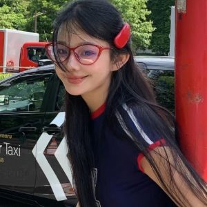 Retro Korean-Style Cat-Eye TR90 Ultra-Light Red Women's Trendy Face Slimming Blue Light Blocking Prescription Glasses