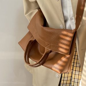 Retro Korean Style Large Capacity Tote Bag - Women's Shoulder Crossbody Bag for 2025 Niche Design