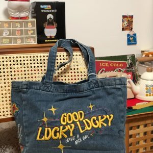 Retro Large Capacity Denim Shoulder Bag for Women - Versatile Vintage Commuter Bag for Students, Y2K Style