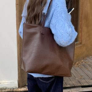 Retro Large Capacity Tote Bag for Women - 2025 New Style Soft Surface Commuting Shoulder Handbag