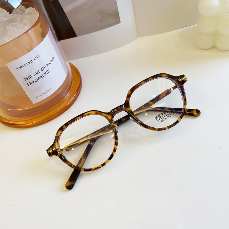 Retro Leopard Print Tortoiseshell Color Blue Light Blocking Glasses for Women - Square & Round Face Flattering Design