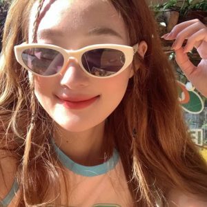 Retro Milk White Cat Eye Sunglasses for Women - 2024 Korean Style High-End Fashion for Square & Round Faces