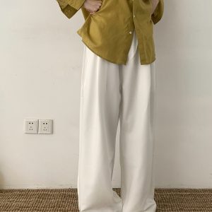 Retro Minimalist Draped Casual Trousers for Men and Women - Loose Fit Straight-Leg Pants, High-End Y2K Style