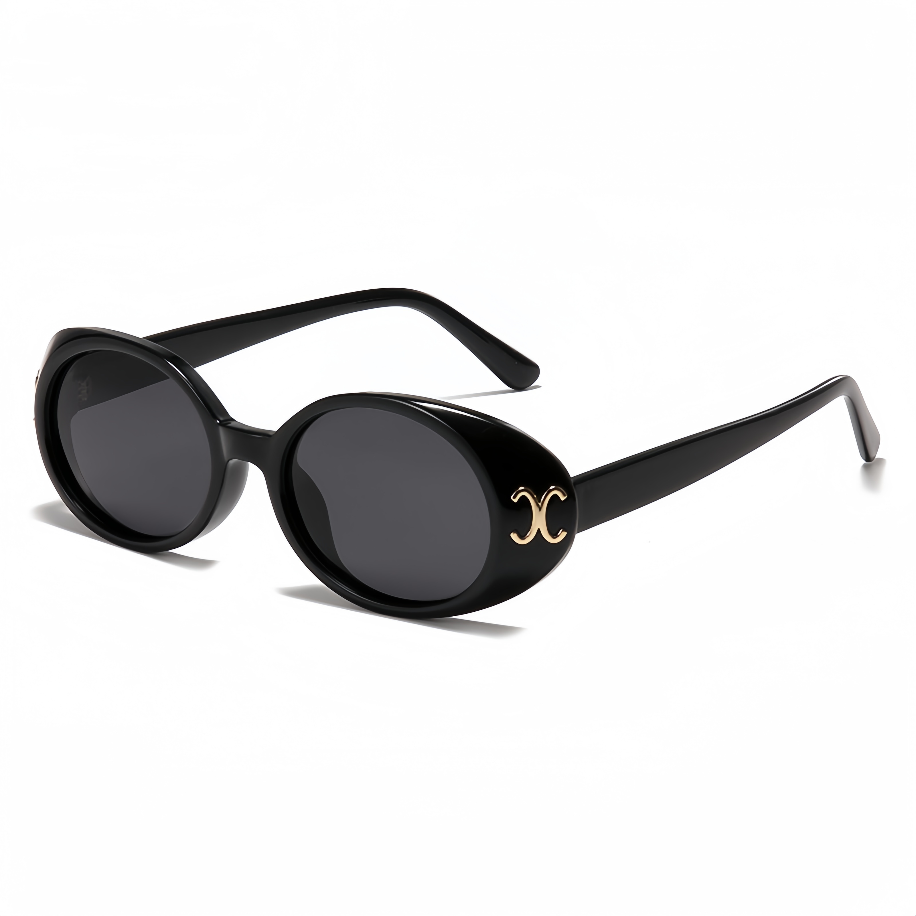 Retro Oval Cat-Eye Sunglasses for Women - European American Style, High-End Polarized UV Protection, Perfect for Round Faces