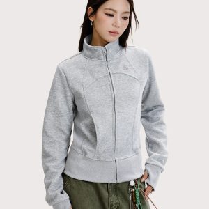 Retro Slim Fit Sports Cardigan Hoodie for Women - Trendy Short Casual Jacket with American Style, Perfect for Y2K and Everyday Wear