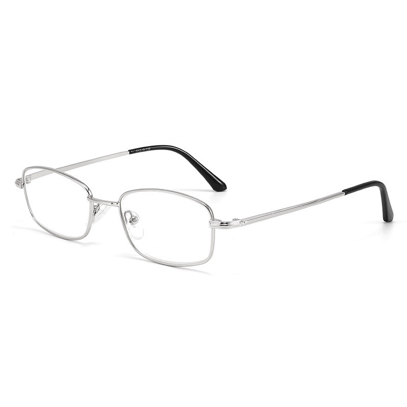 Retro Small Square Metal Glasses for Women - Silver Colorless Anti-Blue Light Prescription Frame, Myopic Plain Lens Design