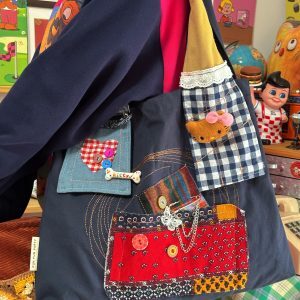 Retro Spliced Canvas Denim Tote Bag for Women - Large Capacity Handmade Bag for Spring and Summer, Perfect for Students