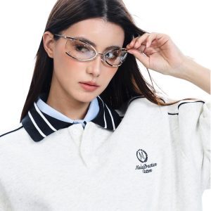 Retro Sports Style Polo Collar Sweatshirt for Men and Women, Loose Fit American Casual College Style High Jacket