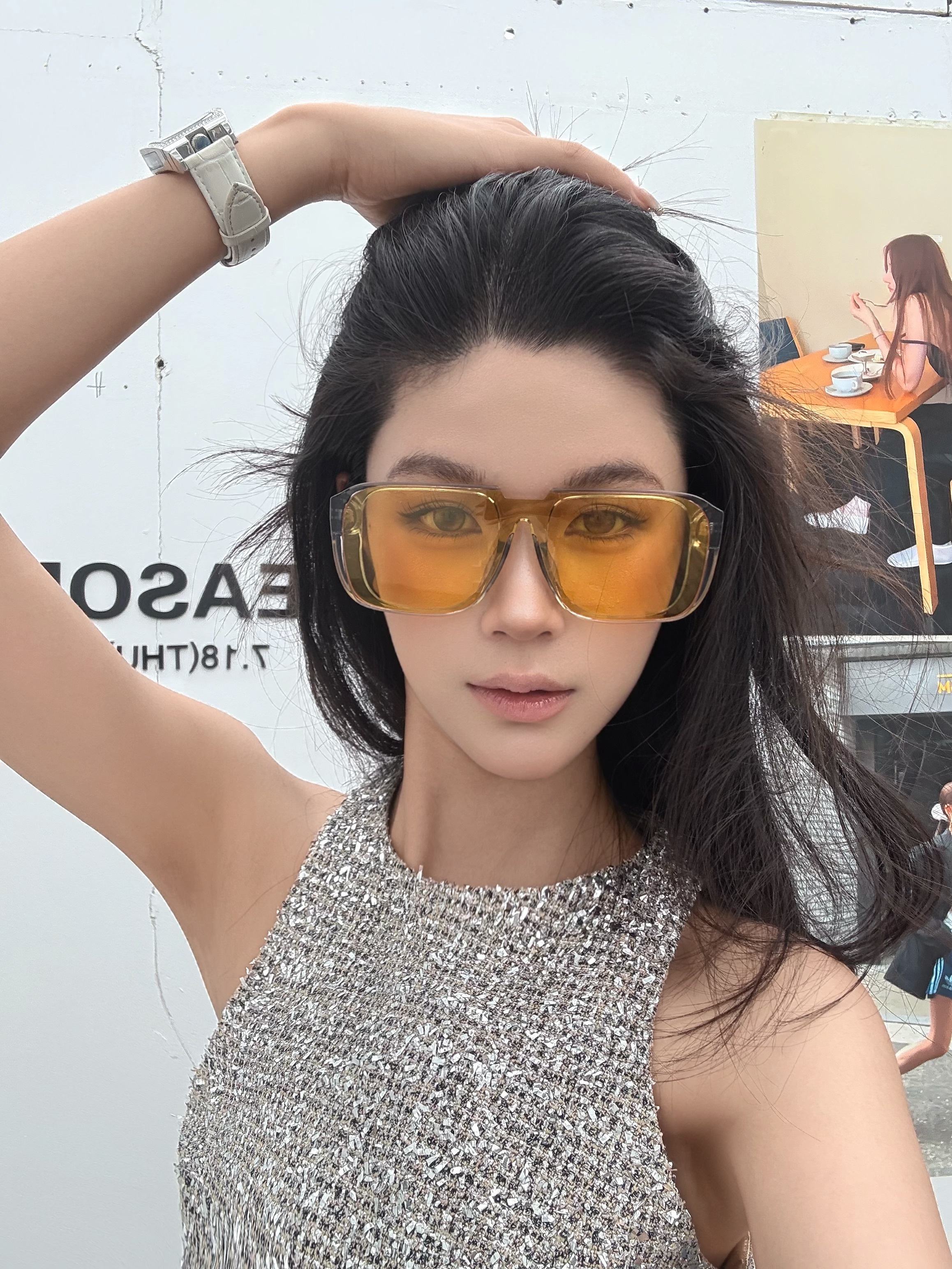 Retro Square Frame One-Piece Yellow Cycling Sunglasses - Windproof UV Protection Goggles for Men and Women, Trendy Y2K Style