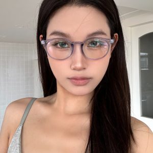 Retro TR90 Ultra-Light Small Round Frame Transparent Gray Glasses for Small Faces - Makeup-Free Chic Eyewear for Women