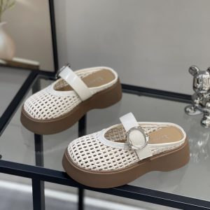 Retro Woven Open-Toe Half Slippers for Women - Breathable Hollow Beach Sandals, Roman Style Flip-Flops for Summer Outdoor Wear
