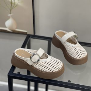 Retro Woven Open-Toe Half Slippers for Women - Breathable Hollow Beach Sandals, Roman Style Flip-Flops for Summer Outdoor Wear