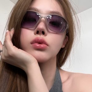 Retro Y2K Punk Matte Gray Sunglasses for Women - Trendy Outdoor UV Protection Cycling Eyewear, European American Style