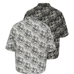 Reversible Jacquard Short Sleeve Shirt - Textured Pattern Two-Sided Wear for Y2K Style and Versatile Fashion