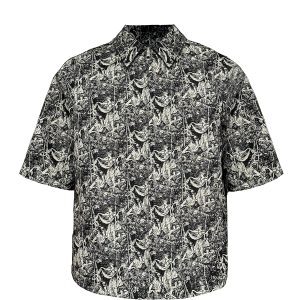 Reversible Jacquard Short Sleeve Shirt - Textured Pattern Two-Sided Wear for Y2K Style and Versatile Fashion