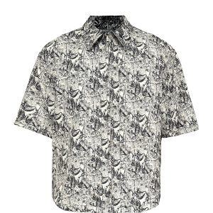 Reversible Jacquard Short Sleeve Shirt - Textured Pattern Two-Sided Wear for Y2K Style and Versatile Fashion