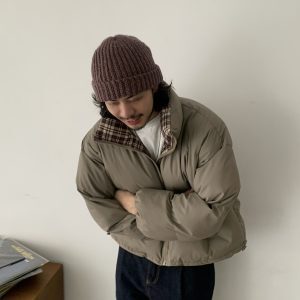 Reversible Plaid Cotton Jacket for Men and Women - Vintage Winter Short Coat with Clean Fit, Y2K Style