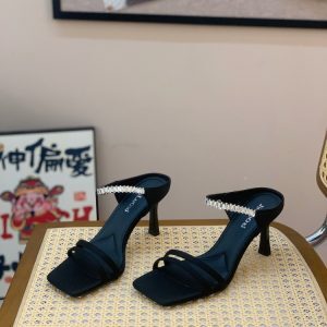 Rhinestone Open-Toe Sandals for Women - 2025 Summer Square-Toe Stiletto Heels, French Elegant Versatile Style