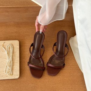 Satin One-Strap White Sandals for Women - 2025 Summer Mules in Chic Minimalist Style
