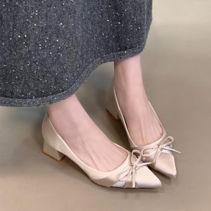 Satin Pointed-Toe Flats for Women with Sweet Bow - Elegant Slip-On Commuting Shoes, 2025 Style
