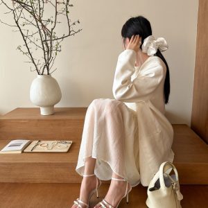 Satin White One-Strap High Heels with Bow - Fairy Style Women's Footwear for Elegant Occasions