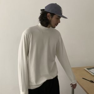 Self-Heating Velvet Half-High Neck Fitted Long Sleeve T-Shirt for Men and Women, Trendy Loose Warm Base Layer Top