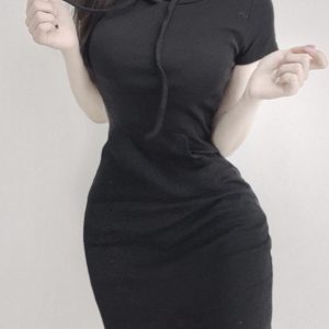 Sexy Bodycon Casual Hooded Short-Sleeve Sweatshirt Dress for Women - Slim Fit Summer Hot Girl Style