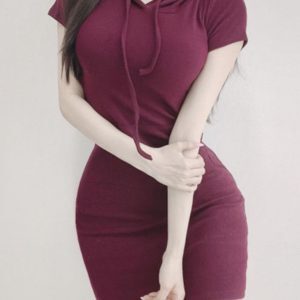 Sexy Bodycon Casual Hooded Short-Sleeve Sweatshirt Dress for Women - Slim Fit Summer Hot Girl Style