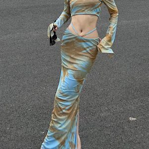 Sexy Color-Block Vest Top & Skirt Set - Women's Summer Elegant High-End Vacation Outfit - Trendy Phuket Style