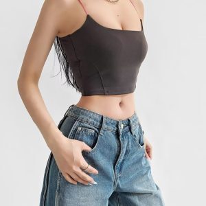 Sexy Color-Blocking Thin Strap Kpop Jazz Street Dance Tank Top - Beautiful Back Pilates Yoga Fitness Activewear