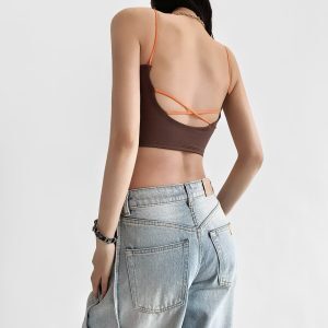 Sexy Color-Blocking Thin Strap Kpop Jazz Street Dance Tank Top - Beautiful Back Pilates Yoga Fitness Activewear