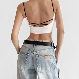 Sexy Color-Blocking Thin Strap Kpop Jazz Street Dance Tank Top - Beautiful Back Pilates Yoga Fitness Activewear